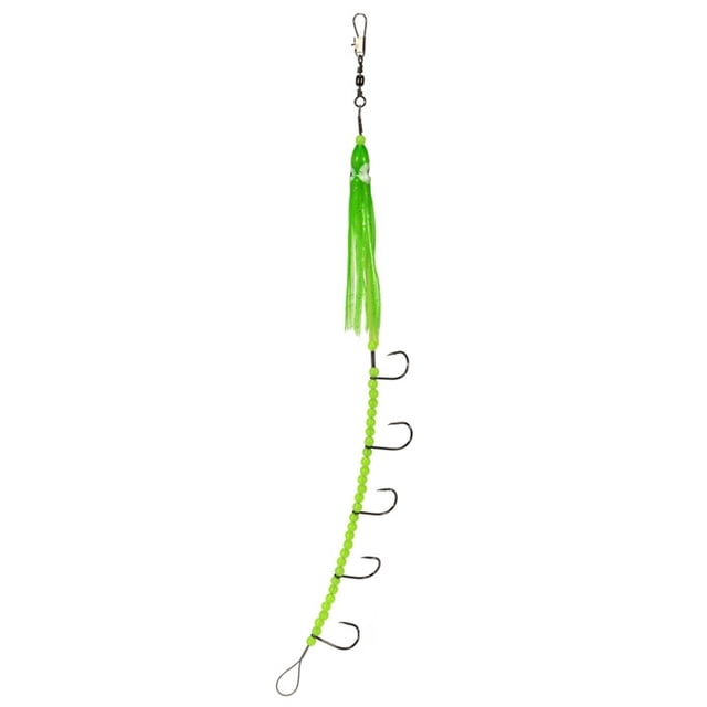Toystoory Paquete de 4 anzuelos de asistencia para peces, 5 anzuelos, señuelo para deportes al aire libre, cebo de pesca en el océano Pescar Leuchtendes Grün