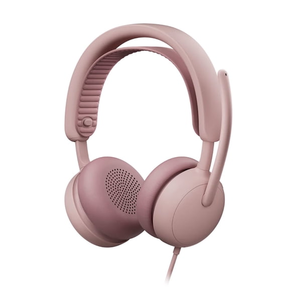 Logitech Zone Wired 2 Active Noise Cancelling Closed-Back On-Ear Stereo Headset, Rose