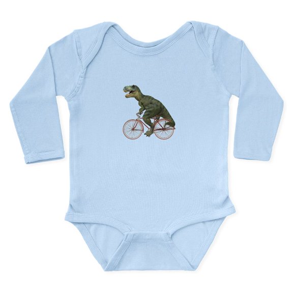 CafePress - Cycling Tyrannosaurus Rex Long Sleeve Infant Bodys - Long Sleeve Cotton Baby Bodysuit