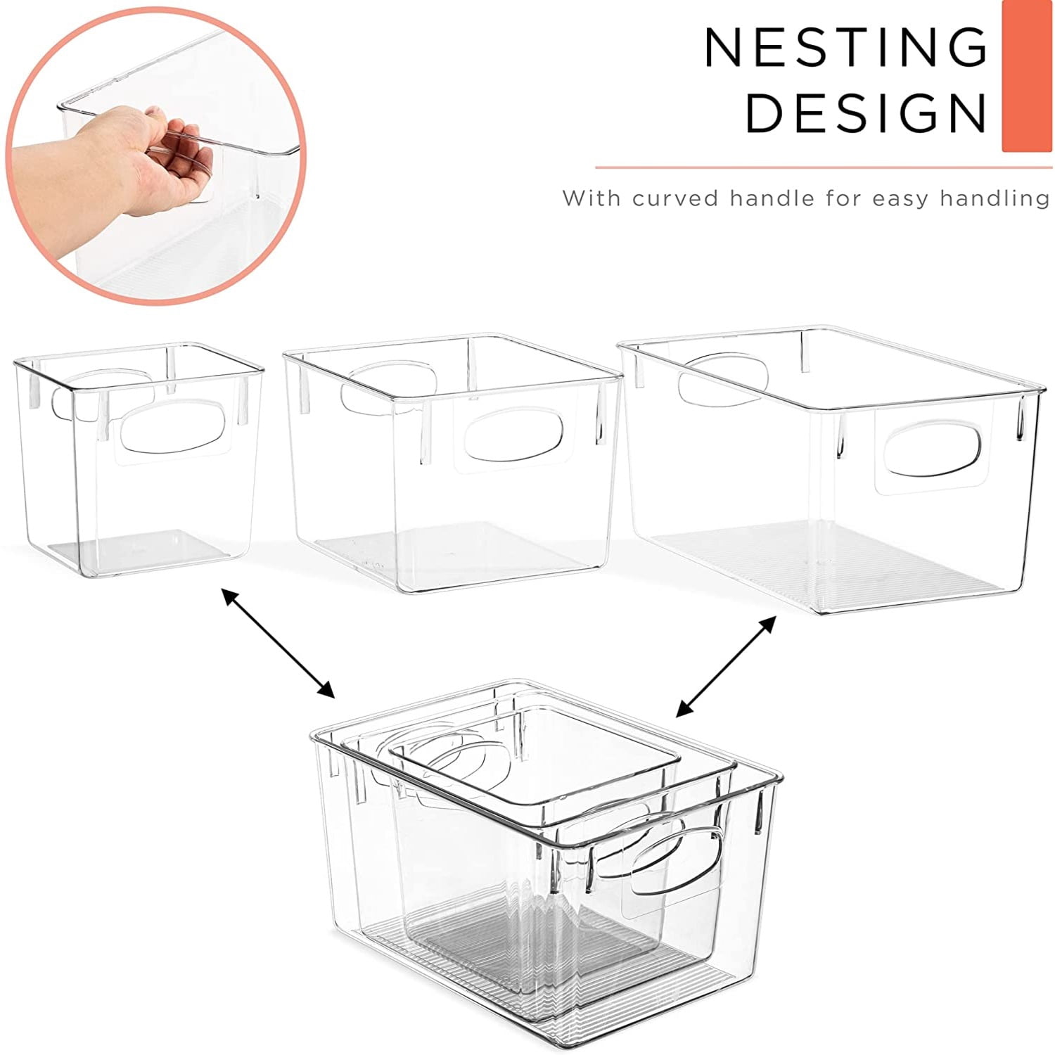 Sorbus 6-Piece Clear Storage Bin Variety Pack for Pantry, Refrigerator & Kitchen Cabinets