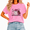 1-Pink, variant on Cozymy Three Ghost Bow Checkered Cute Graphic T-Shirt for Women Crewneck Short Sleeve Washed Halloween Shirt