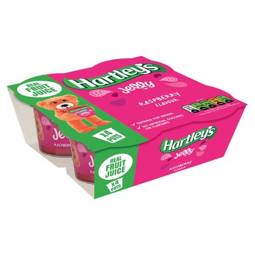 Hartley's Raspberry Jelly 4 x 125g, British Import (Pack of 2)