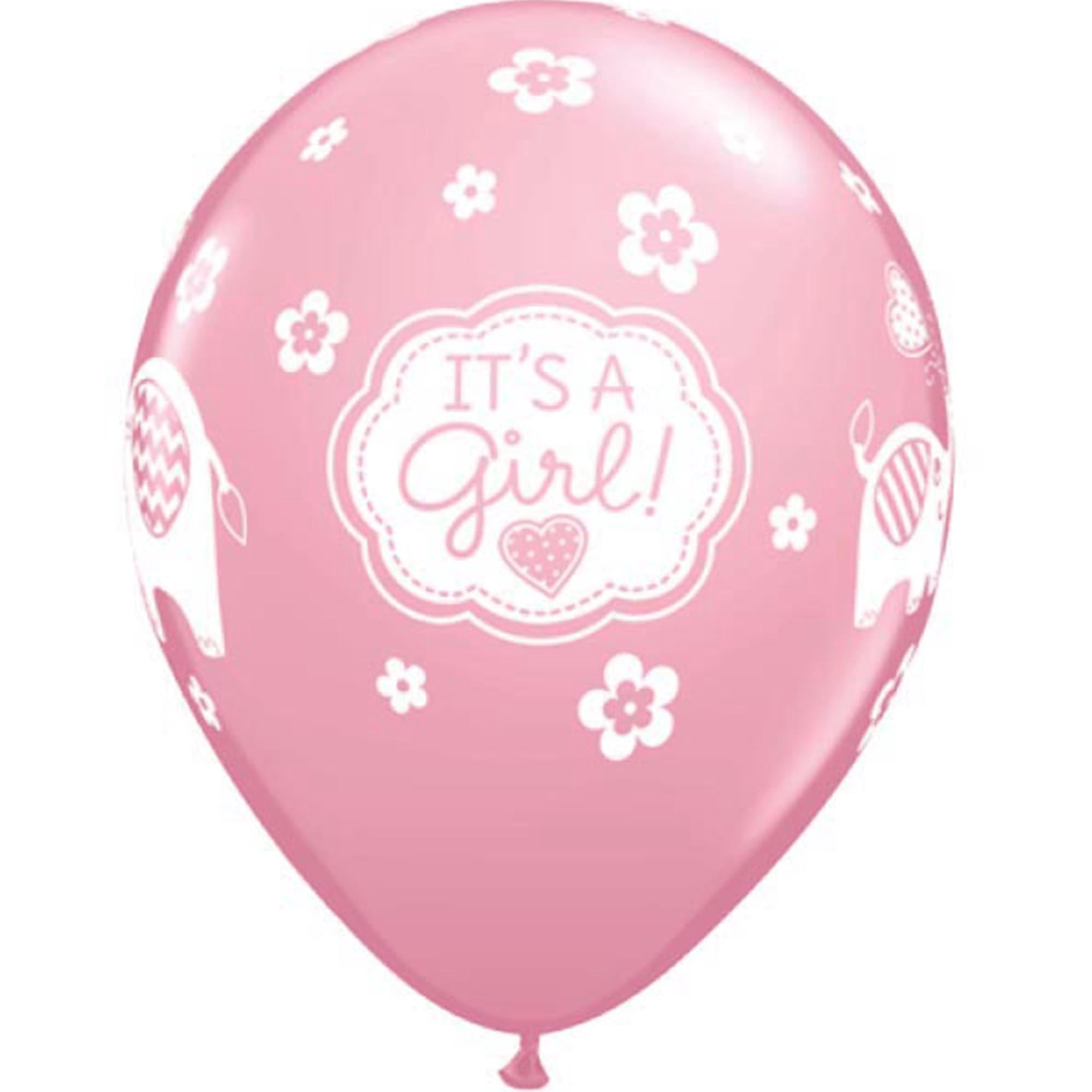 11 inch Qualatex It's A Girl Elephants - Pink Latex Balloons (50 Pack) - Party Supplies Decorations