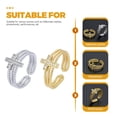 thumbnail image 3 of 2pcs Rhinestone Cross Rings Adjustable Open Rings Finger Rings for Women, 3 of 8