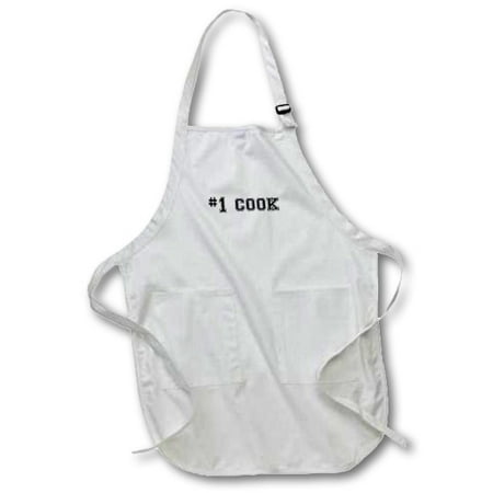 3dRose #1 Cook - Number One Best Cook - black text - gifts for good professional chefs or fans of cooking, Medium Length Apron, 22 by 24-inch, With Pouch (Best Gifts For Professional Chefs)