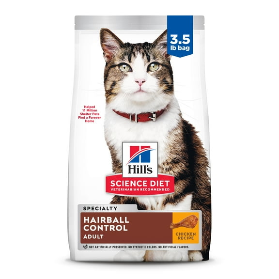 Hill's Science Diet Hairball Control Chicken Dry Cat Food, 3.5lb Bag