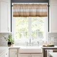 thumbnail image 3 of Kitchen Curtains Valance and Tiers 3 Piece Set, Brown Ombre Retro Farm Gradient Wood Grain Short Window Treatments Rod Pocket Tier and Valance for Cafe Laundry Room Bathroom Decor 24-Inch Tier Set, 3 of 6