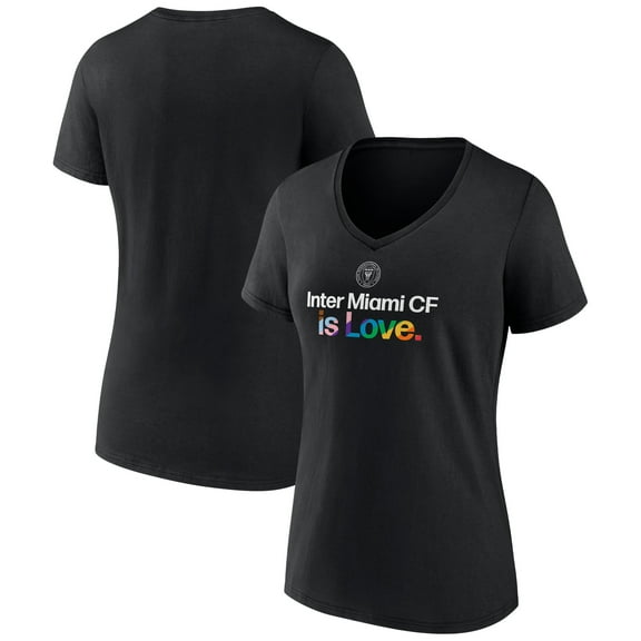 Women's Black Inter Miami CF Team City Pride Logo - V-Neck T-Shirt