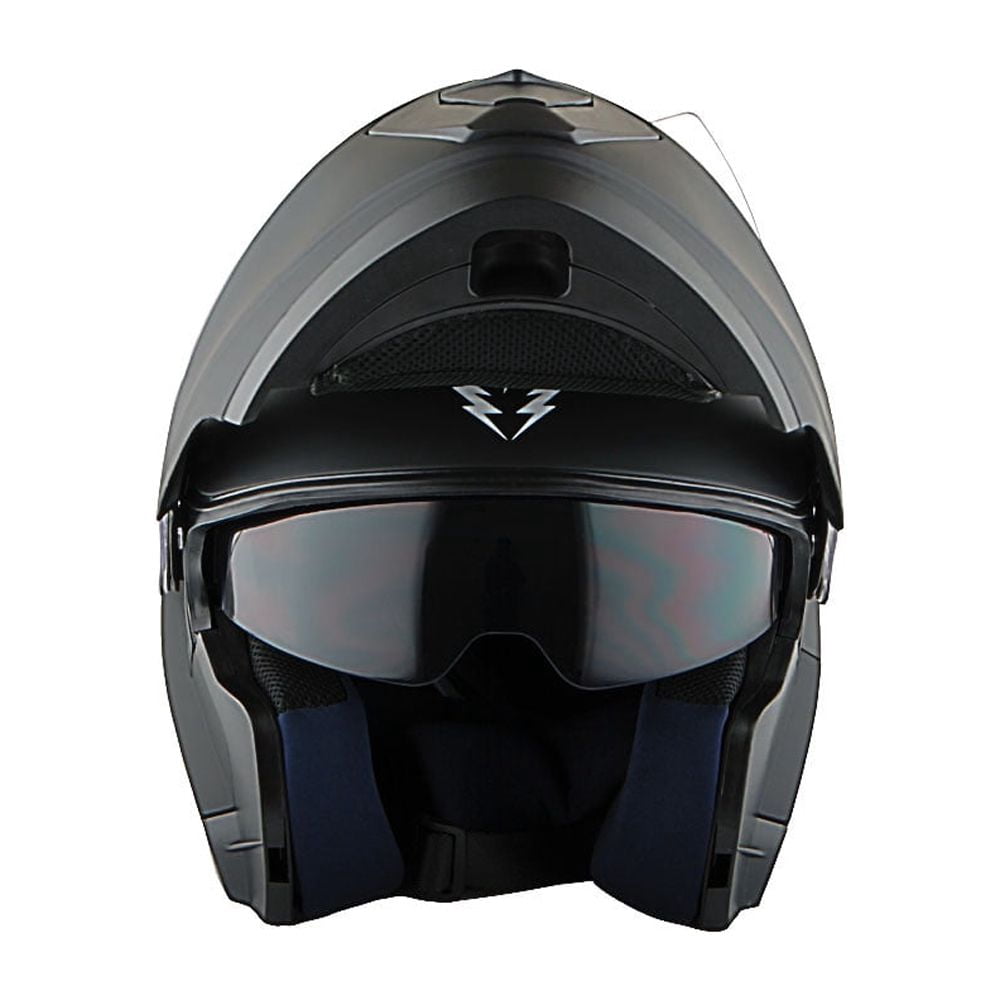 1Storm New Motorcycle Bike Modular Full Face Helmet NOLED901 Dual Visor Sun Shield: Matt Black