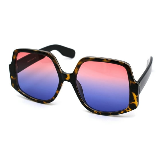 Womens Mod Down Temple Large Butterfly Plastic Sunglasses Tortoise Pink Blue