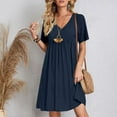 thumbnail image 7 of BXINGOHAI Womens Casual Dresses Short Sleeve V-Neck Dress Shift Dress Summer Dresses for Women 2025 Navy,L, 7 of 7