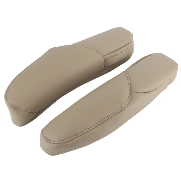 Accesorios de la cubierta del reposabrazos del automóvil, 2 piezas Cubierta de la manija del reposabrazos del asiento del automóvil Reemplazo de cuero de microfibra con adornos decorativos(beige)