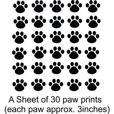 Paw Prints Art Design for Living Room Vinyl Wall Decal - Thirty Dog Animal Hand Print Artwork with Black and White Color for Pet Shop or Store Wall Decoration - 28" x 28"