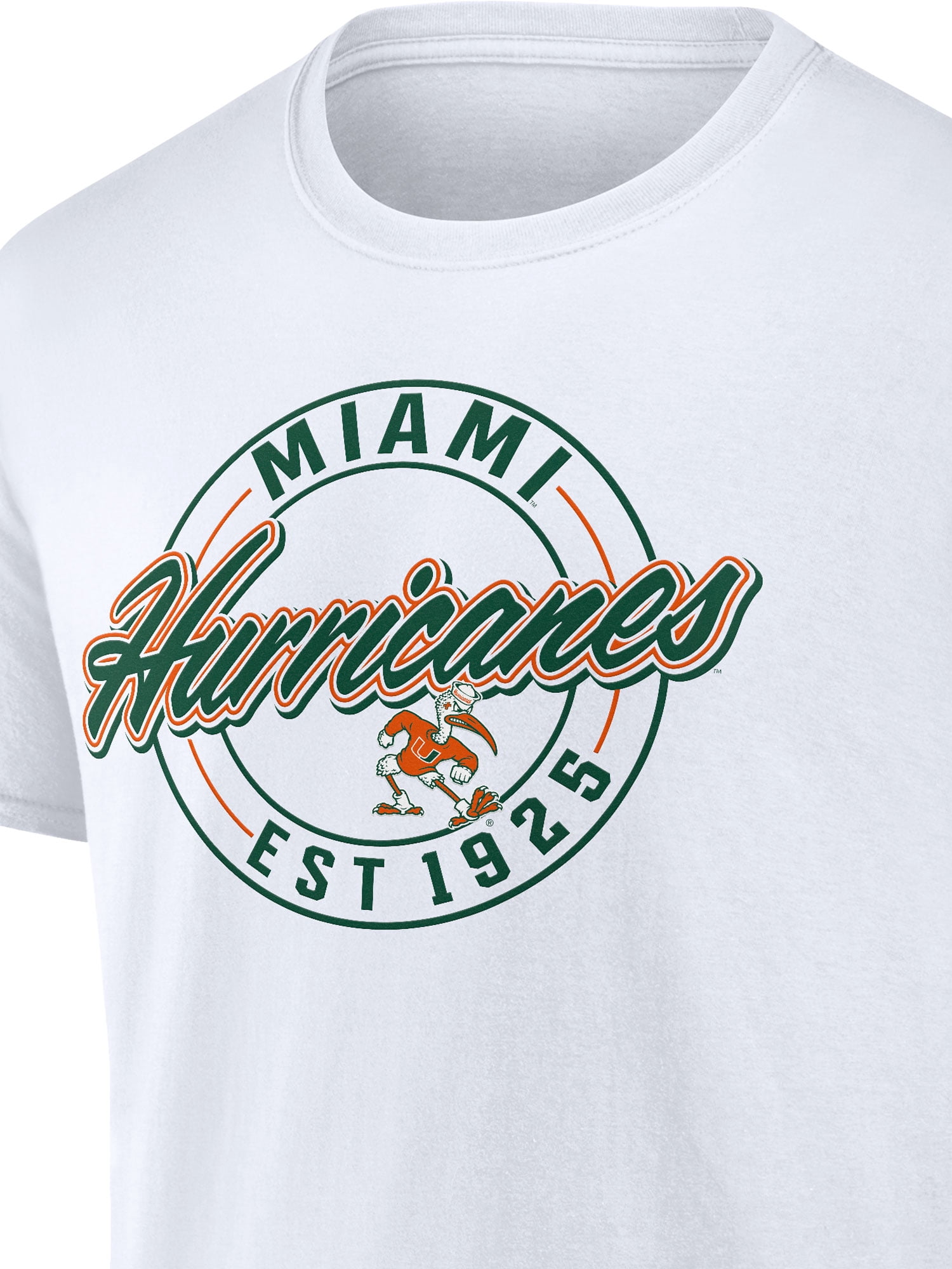 NCAA Miami Hurricanes Men's Cotton White Short Sleeve T-Shirt