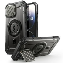 SUPCASE UB Mag XT for iPhone 15/ iPhone 14 / iPhone 13 Case 6.1" with Camera Cover, [Compatible with MagSafe] Heavy Duty Rugged Case with Built-in Kickstand (Black)