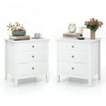 thumbnail image 1 of Patiojoy Table de Chevet Moderne 2 Pcs à 3 Tiroirs Table d'Appoint en Bois Blanc, 1 of 5