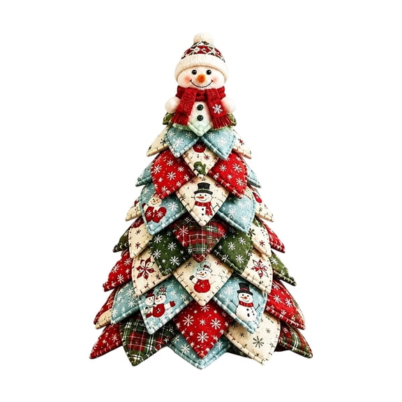 DIY Quilted Christmas Tree Craft Kit Snowman Holiday Decor – 7.87" Handmade Sewing Project for Adults & Beginners