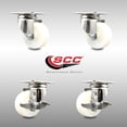 thumbnail image 2 of 3 Inch 316SS Nylon Wheel Swivel Top Plate Caster Set 2 Brakes Service Caster, 2 of 2