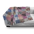 thumbnail image 3 of Vintage Soft Flannel Fleece Blanket, Geometric Checkered Squares with Blooming Flowers Spring Season Plant Arrangement, Cozy Plush for Indoor and Outdoor Use, 50" x 60", Multicolor, by Ambesonne, 3 of 6