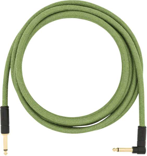 Fender® 10' Angled Festival Instrument Cable, Pure Hemp, Green #0990910062-10 ft