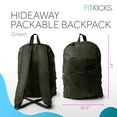 thumbnail image 3 of FITKICKS Hideaway Packable Zippered Backpack Sport Travel Backpack, Green (Unisex), 3 of 9