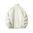 thumbnail image 3 of Timoontee Men's Sherpa Coat Warm Thickened Winter Coat Casual Stand Collar Jacket Coat Soft Comfy Fleece Jacket Solid Zip Up Outerwear White XL, 3 of 8