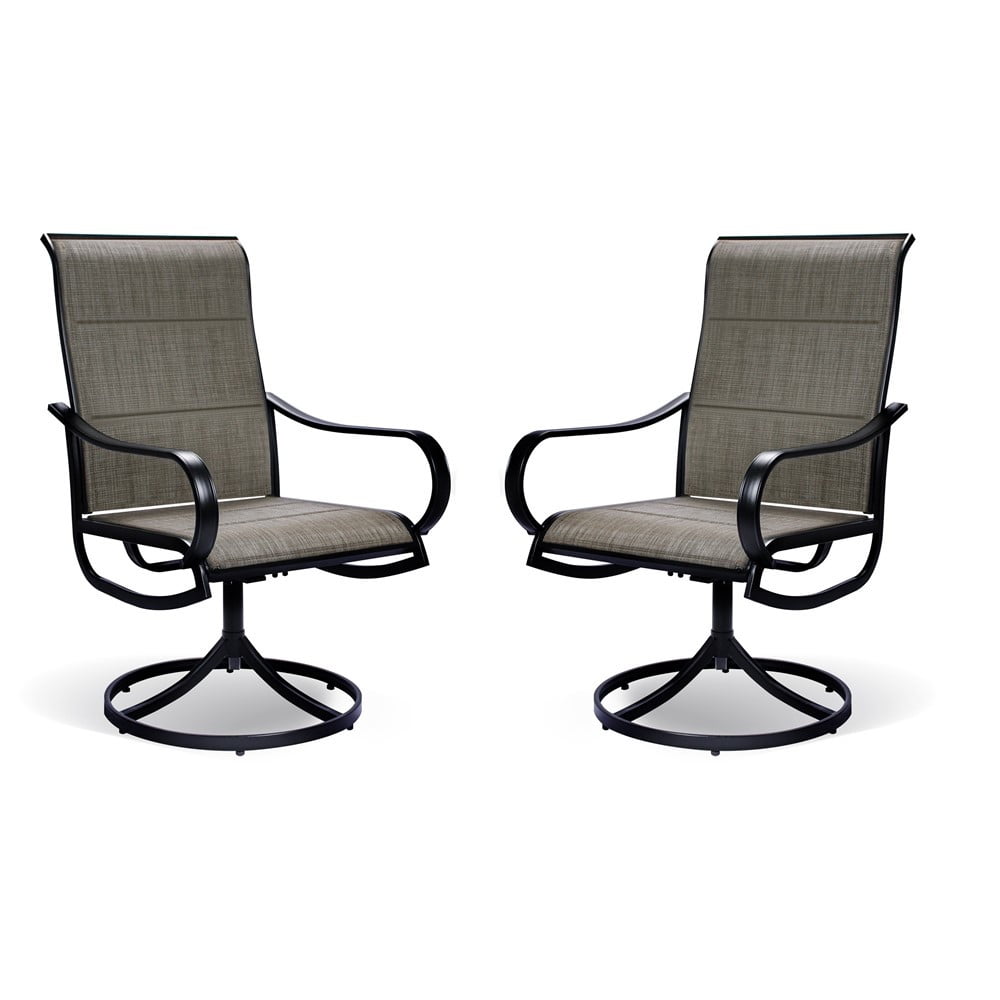 BigRoof Outdoor Swivel Dining Chairs Padded Patio Steel Bistro Chairs Set of 2 Patio Furniture 