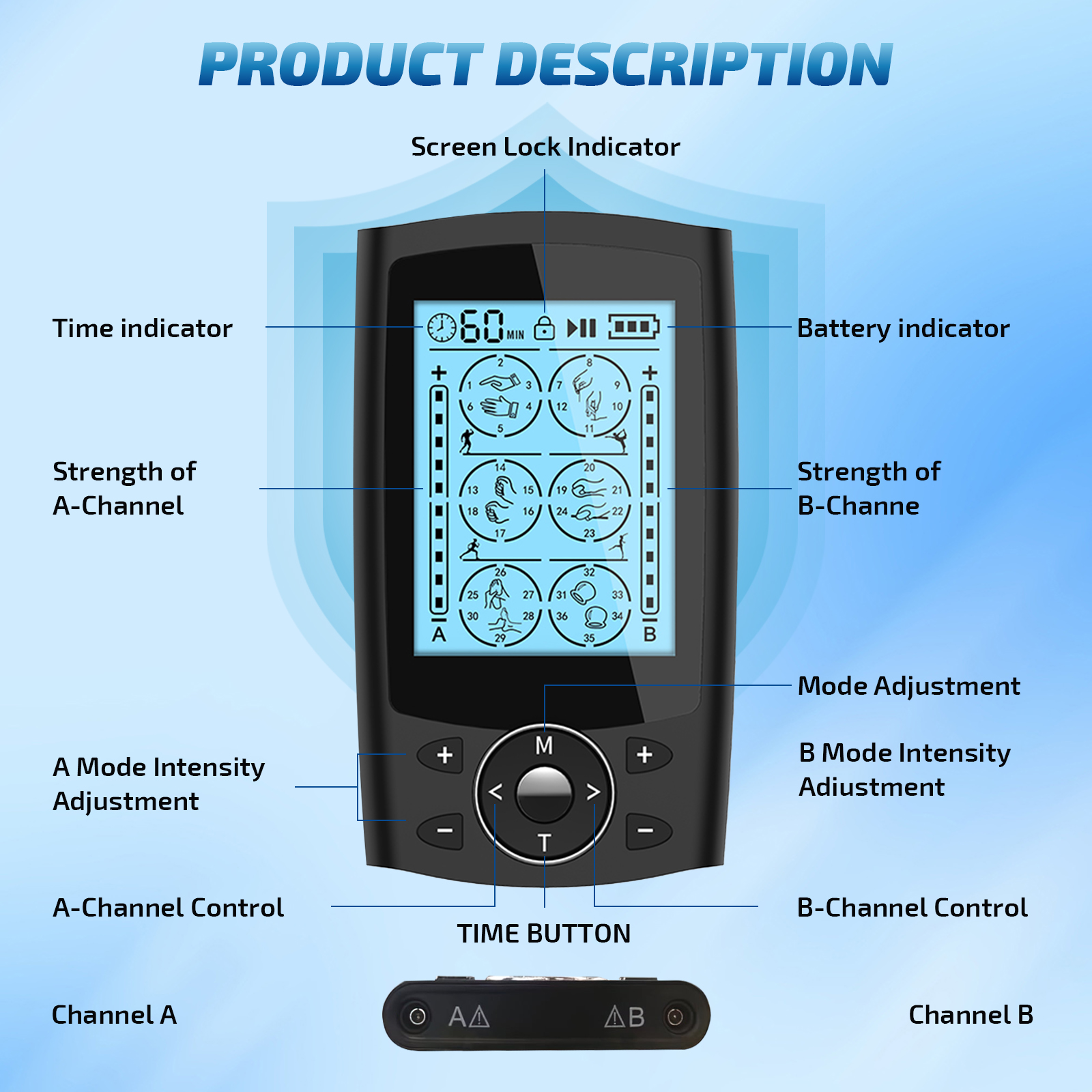Awpmdmr TENS Unit with 36 Modes and 10 Pads photo 6
