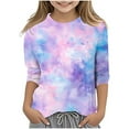 thumbnail image 1 of Splozh Longues Chandails à Manches pour Filles, Col Rond Décontracté, T-Shirt à Manches Trois Quarts, Haut Basique Régulier à Manches 3/4, Violet Pâle, 3-4 Ans, 1 of 5