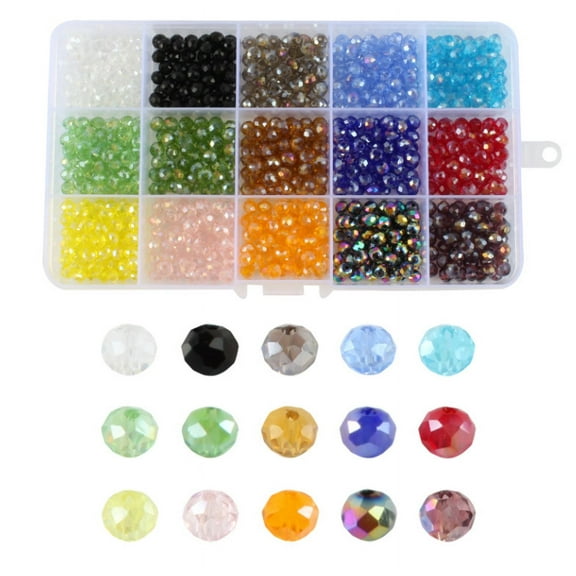 GIXUSIL Bicone Crystal Beads Bulk Beaded-Wholesale 6MM 15 Colors Beads Mix Lot of 750pcs Faceted Crystal Glass Beads Beads for Jewelry Making