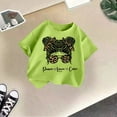 thumbnail image 5 of Kid Girls Cute Girls Cartoon Graphic Crew Neck Short Sleeve Tee Summer Casual T Shirt Light Green,3-4 Years, 5 of 5