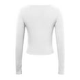 thumbnail image 5 of Women Long Sleeve Slim Fit Going Out Crop Top Casual V Neck Basic Blouse Pullover Streetwear, 5 of 6