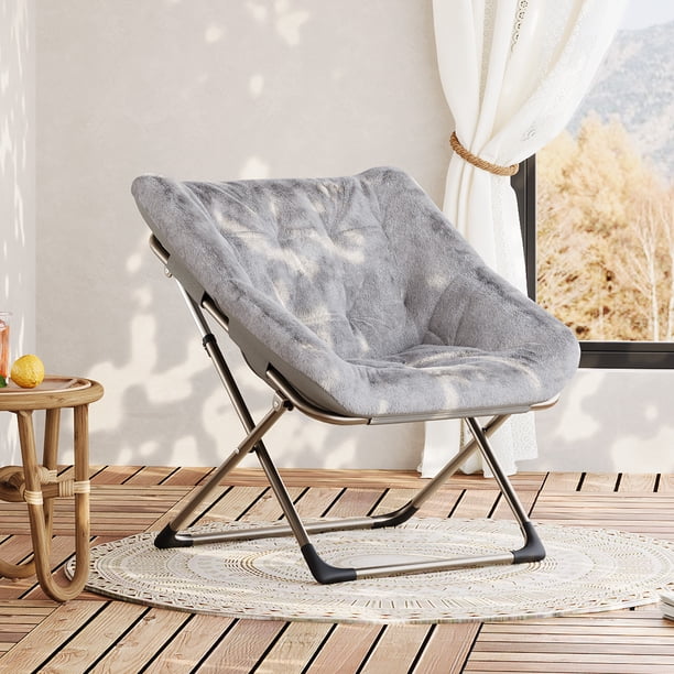 Yeshouse Sillón plegable extragrande y cómodo, con acento de piel sintética, para leer y relajarse, con estructura de metal, ideal para sala de estar, dormitorio y dormitorios