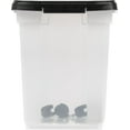 thumbnail image 5 of IRIS USA 25 Lbs / 32.5 Qt WeatherPro Airtight Pet Food Storage Container with Removable Casters, for Dog Cat Bird and Other Pet Food Storage Bin, Keep Fresh, Translucent Body, Clear/Black, 5 of 6