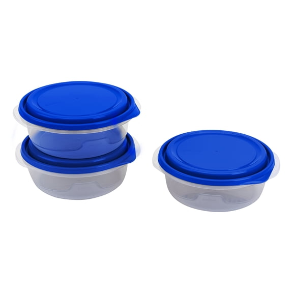 GoodCook Medium Bowl Food Storage Container, 3 Pack, Blue, Made Without BPA, Dishwasher Safe