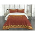 thumbnail image 3 of Ambesonne Leaf Quilted Bedspread Set 3 Pcs, Traditional Saree, Queen Size, Marigold Orange, 3 of 5
