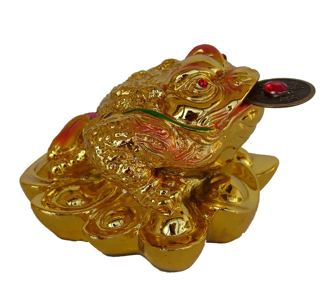 Feng Shui Money Frog, Three Legged Toad - Coin in Mouth 