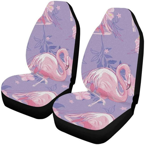 ZHANZZK Set of 2 Car Seat Covers Pink Flamingo Universal Auto Front Seats Protector Fits for Car,SUV Sedan,Truck