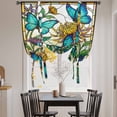 thumbnail image 3 of Butterflies Flowers Balloon Curtains for Living Room/French Door, Vintage Watercolor Animal Floral Plant Tie Up Curtains 63 Inch Length Energy Saving Kitchen Curtains Shades for Windows 42"x63", 3 of 8
