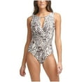 thumbnail image 2 of CALVIN KLEIN Women's White Snake Print Tummy Control High Neck One Piece Swimsuit 12, 2 of 3