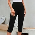 thumbnail image 6 of Women's Casual Pants High Waist Stretch Capri Pants Loose Fit Cropped Trousers Plus Size Comfortable Soft Elastic Waistband, 6 of 8