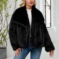 thumbnail image 4 of Women'S Faux Fur Coat Fluffy Faux Fur Jacket Long Sleeve Lapel Furry Winter Jackets Shaggy Parka Cropped Coat, 4 of 9