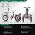 thumbnail image 4 of Lilypelle 20" x 4" Fat Tire 7 Speeds Electric Trike Tricycle for Adults,500W 48V 14.5Ah Lithium Battery ,3 Wheels Electric Trike for Men, Women， with Front & Rear Baskets, 4 of 11