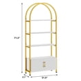 thumbnail image 3 of 71.5" Tall Arched Bookshelf with Studry Metal Frame and Quality Board,Modern Bookcase with 4-Tier Open Shelves,Bookshelf with Doors Storage for Living Room, 3 of 7