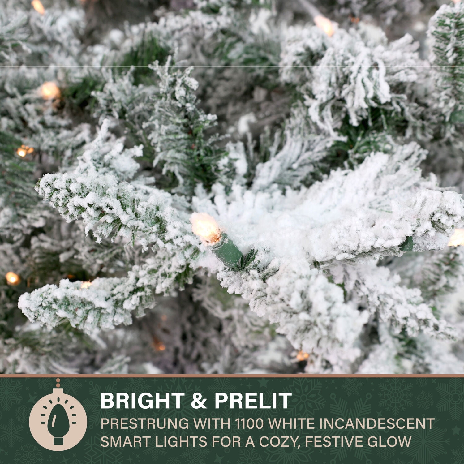 Fraser Hill Farm 10-Ft Flocked Mountain Pine Artificial Christmas Tree with White Incandescent Smart Lights, FFMP010-3SN