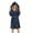 #2 eyeshade_Navy, variant on Womens Long Hooded Fleece Bathrobe Winter Warm Plush Robe with Pockets Cozy Spa Kimono Fuzzy Soft Bath Robe Home Loungewear Midi Length Housecoat