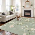 thumbnail image 2 of Spring Flower Area&nbsp;Rug 8x10ft Vintage Watercolor Pink Floral Plant Leaf Green Linen Non-Slip&nbsp;Washable Square&nbsp;Rugs Soft Felt Indoor Floor Mat for Bedroom Kitchen Living Room Bathroom, 2 of 9