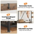 thumbnail image 3 of GloryStar Coat Rack with Shoe Storage Bench, Industrial Metal Frame Hall Tree with Hooks, Hanging Bar & Storage Shelf, Freestanding Entryway Organizer, 3 of 8