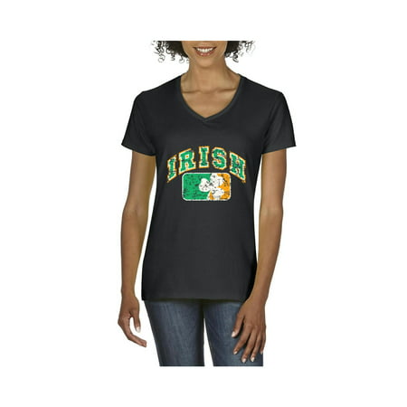 Vintage Irish Flag Shamrock St. Patricks Day Women's V-Neck T-Shirt Tee Clothes
