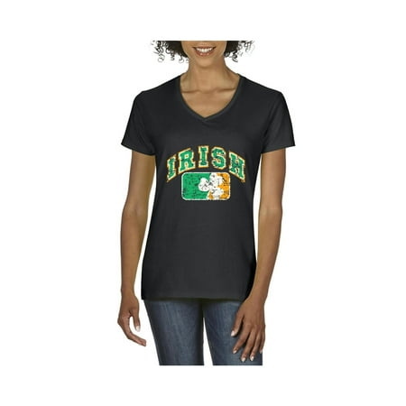 - Vintage Irish Flag Shamrock St. Patricks Day Women's V-Neck T-Shirt Tee Clothes